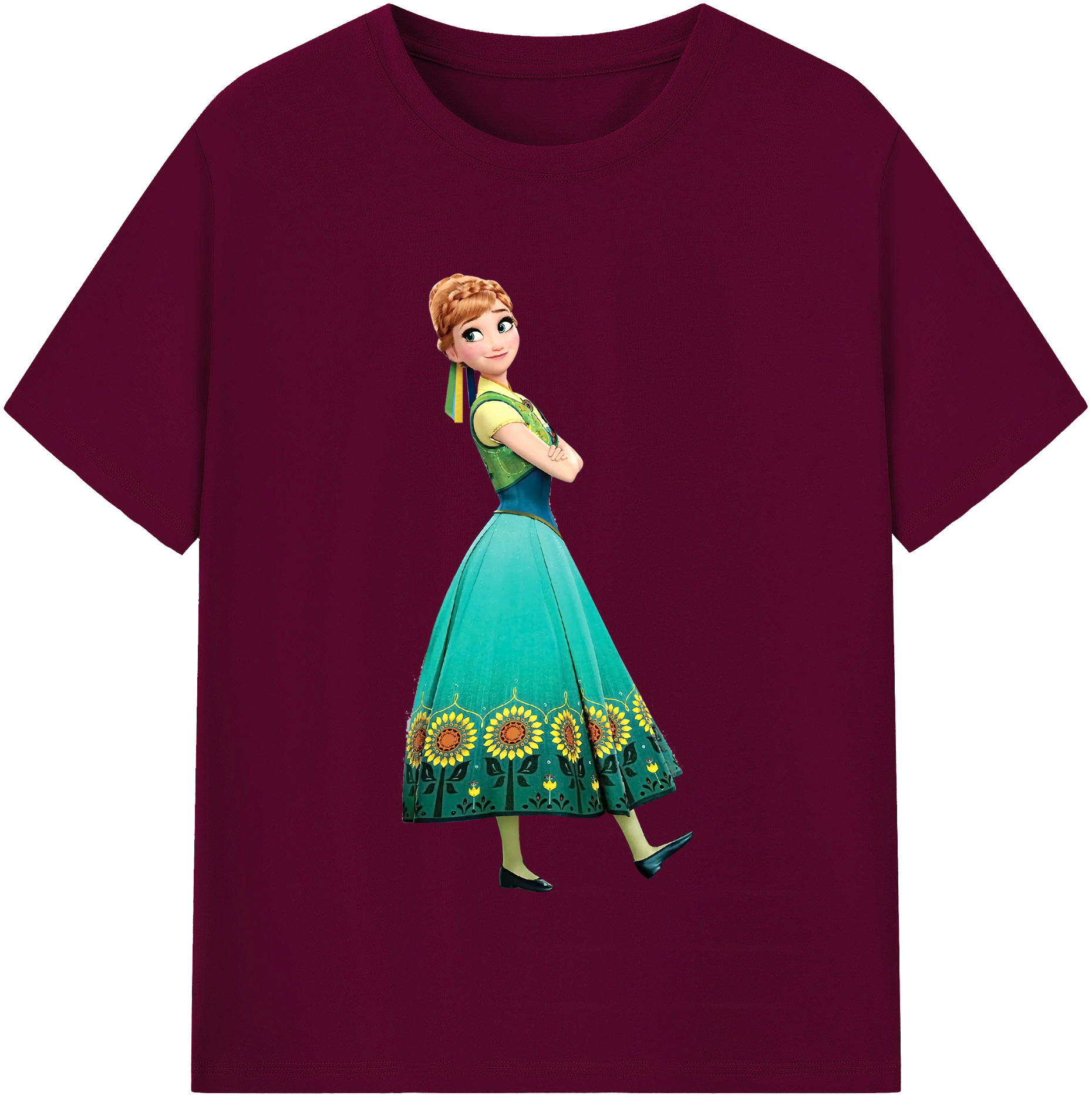 （画像用） アナと雪の女王 アンナ エルサ Frozen Anna Elsa レディースカジュアルプリントTシャツ（綿100％）